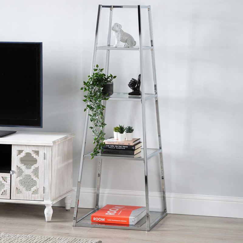 Logan Steel & Clear Glass 4 Tier Display Unit