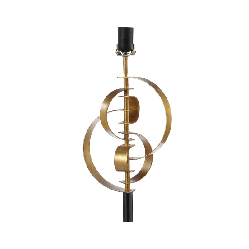 162cm Gold Leaf Metal Floor Lamp with Black Linen Shade - Image 2