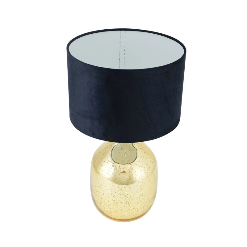 48cm Gold Glass Table Lamp with Black Velvet Shade