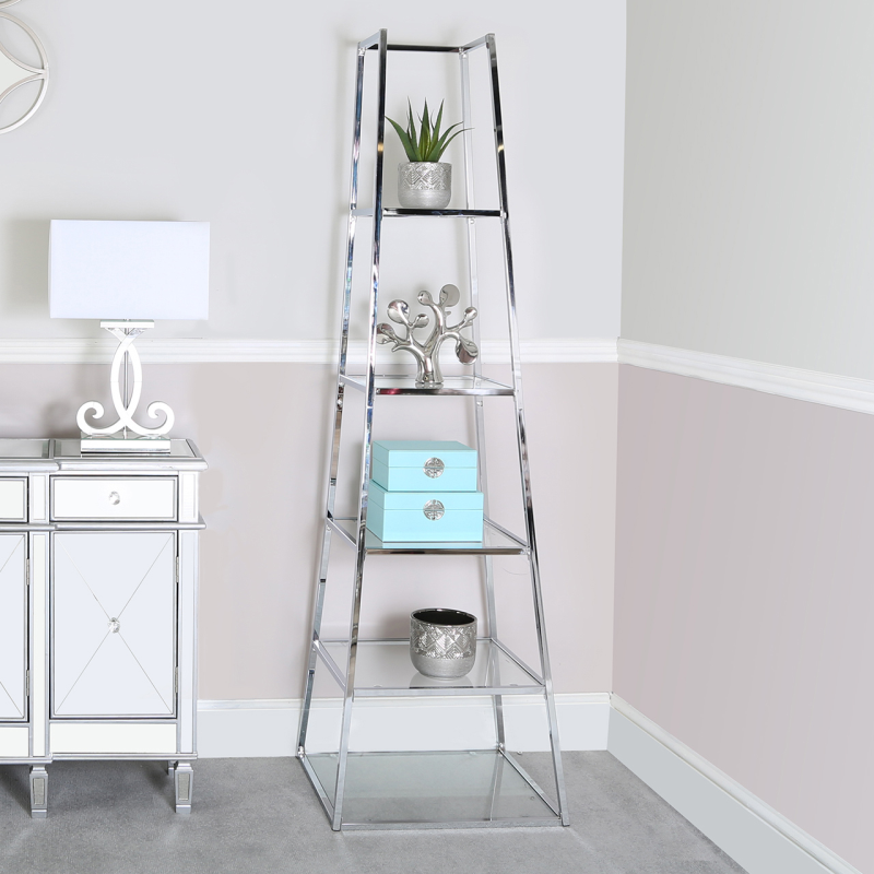 Logan Steel & Clear Glass 5-Tier Ladder Display Unit