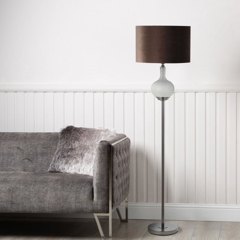 165cm Silver Frost Floor Lamp with Mocha Velvet Shade