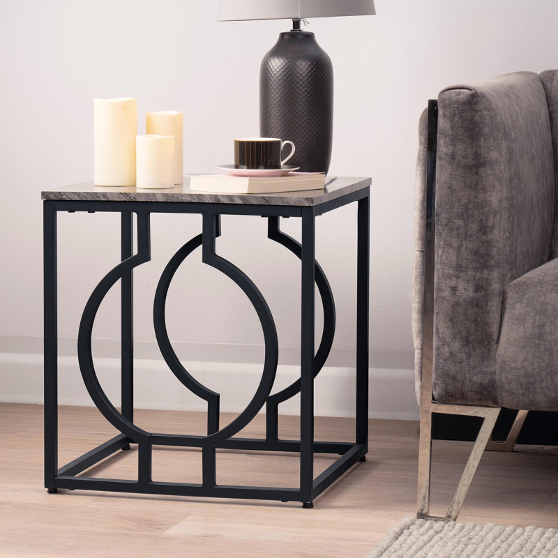 Alora Black Metal End Table - KD