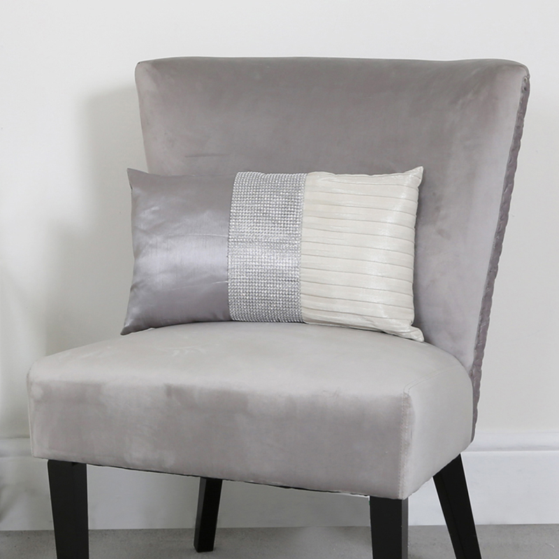 Unfilled 30x50 Striped Cushion Cover Ivory Grey Silver