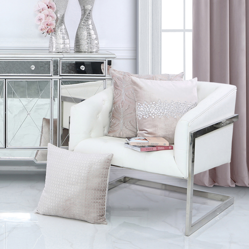 Unfilled 45x45 Velvet Dots Cushion Cover Blush Pink