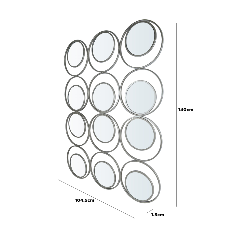 Circles Wall Mirror Silver