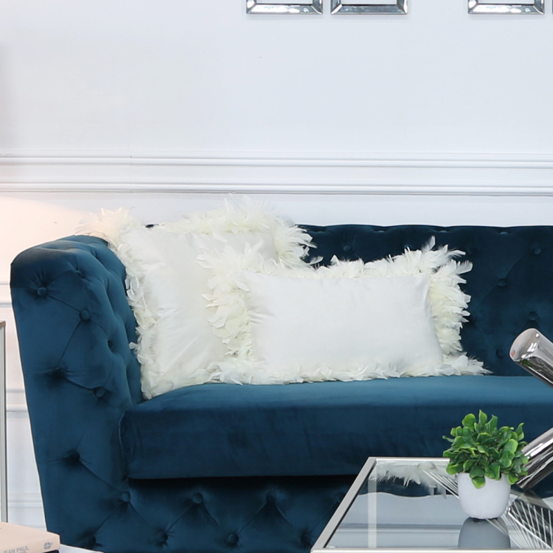 Unfilled 30x50 Velvet Feather Edge Cushion Cover White