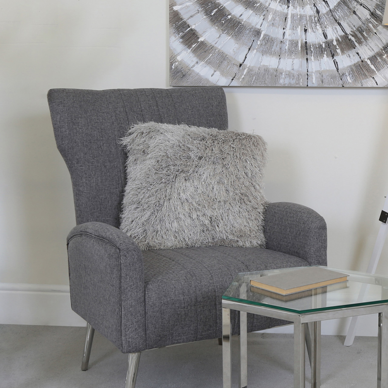 Unfilled 45x45 Fluffy Cushion Cover Light Grey Silver