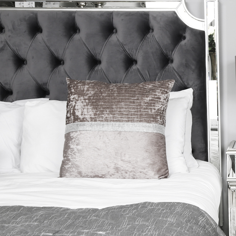 Unfilled 50x50 Crushed Velvet Diamond Stripe Cushion Cover