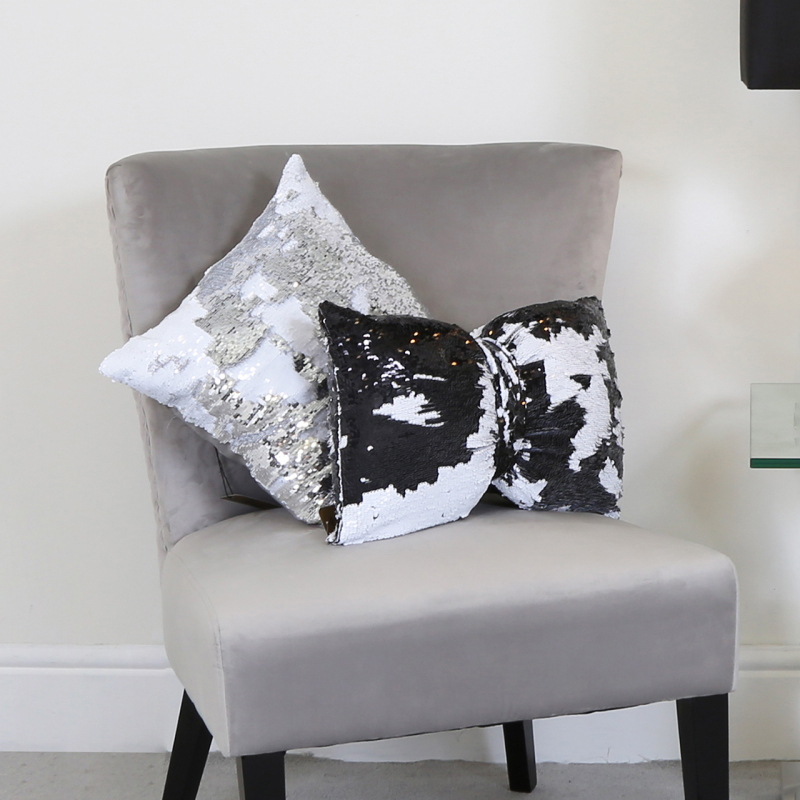 Unfilled 30x50 2 Tone Sequin Cushion Cover Black White