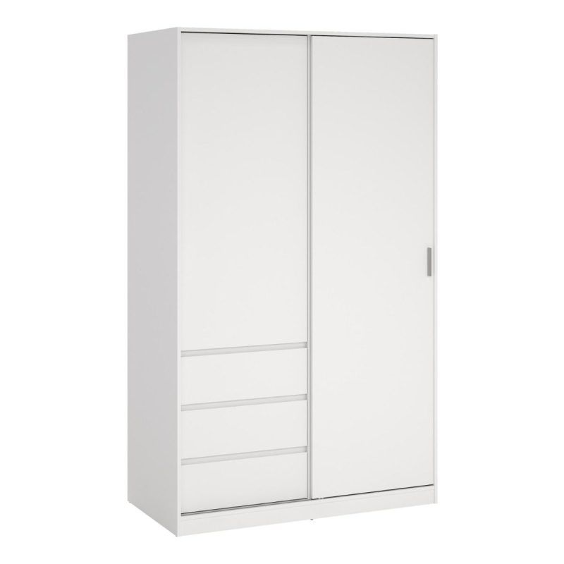 Naia Wardrobe with 1 Sliding door + 1 door + 3 drawers in White