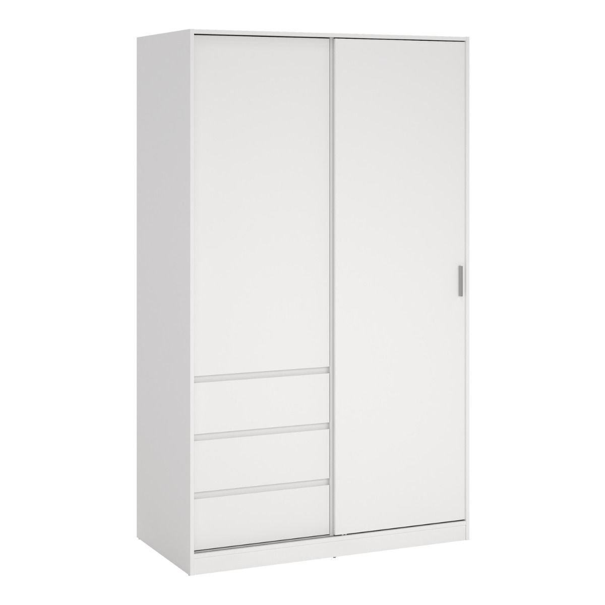 Naia Wardrobe with 1 Sliding door + 1 door + 3 drawers in White