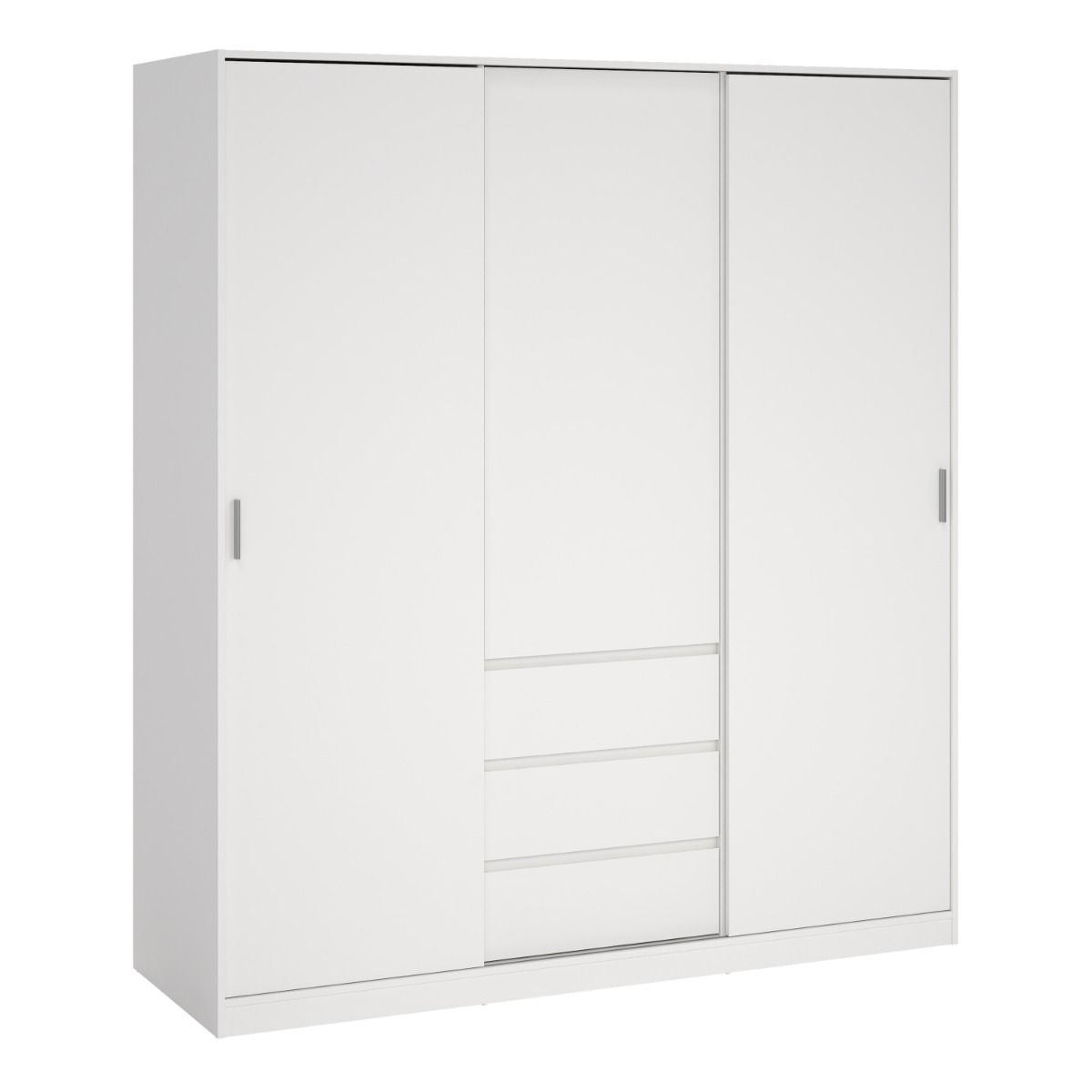 Naia Wardrobe with 2 sliding doors + 1 door + 3 drawers in White