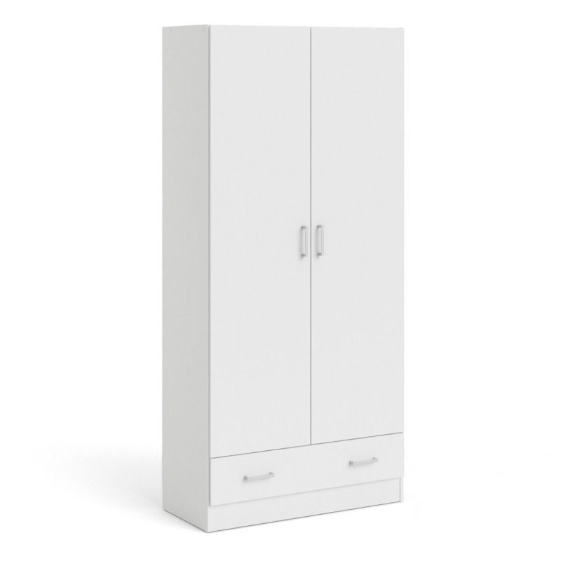 Space Wardrobe with 2 doors + 1 drawer in White 1700