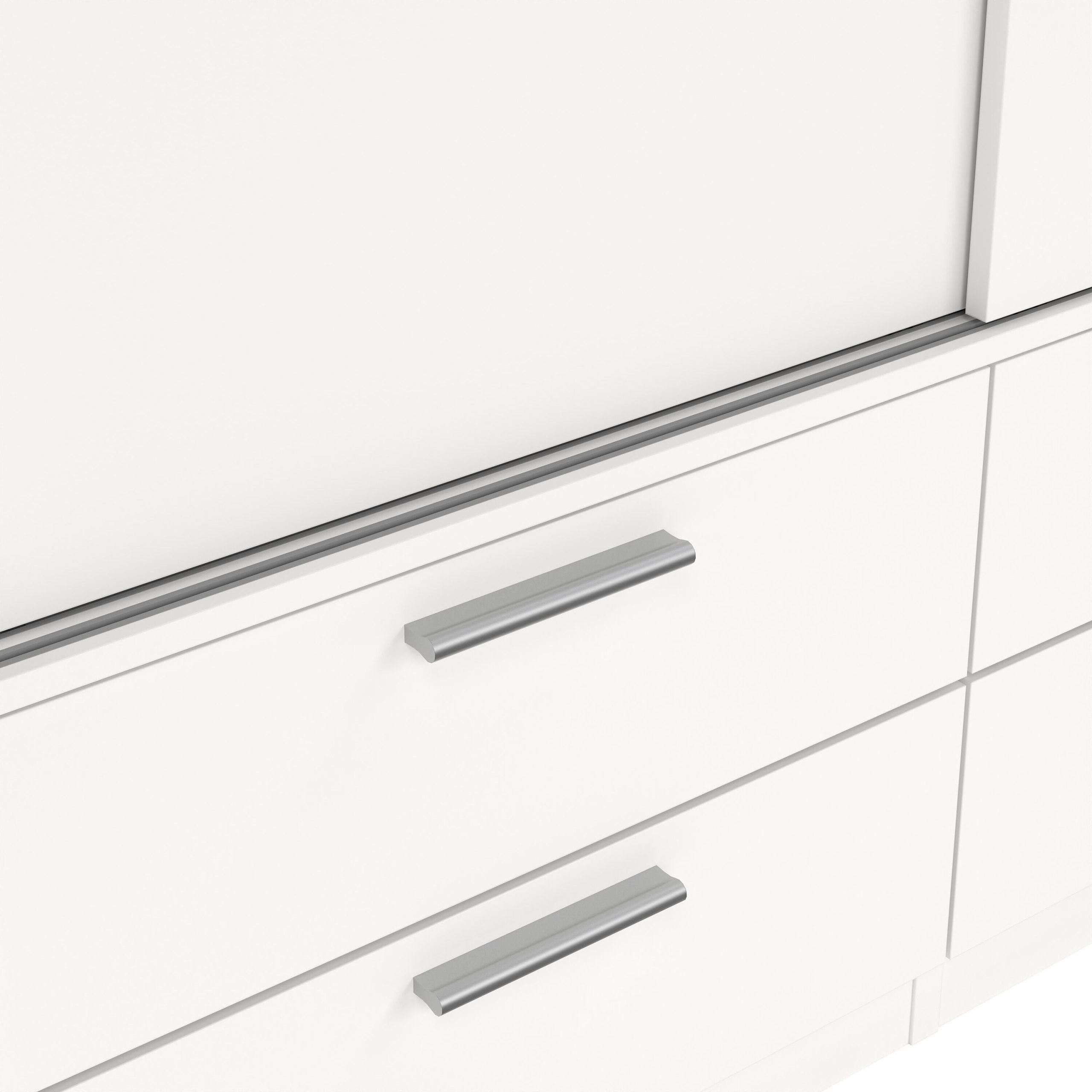 Line Wardrobe with 2 Sliding Doors and 4 Drawers in White - Image 10