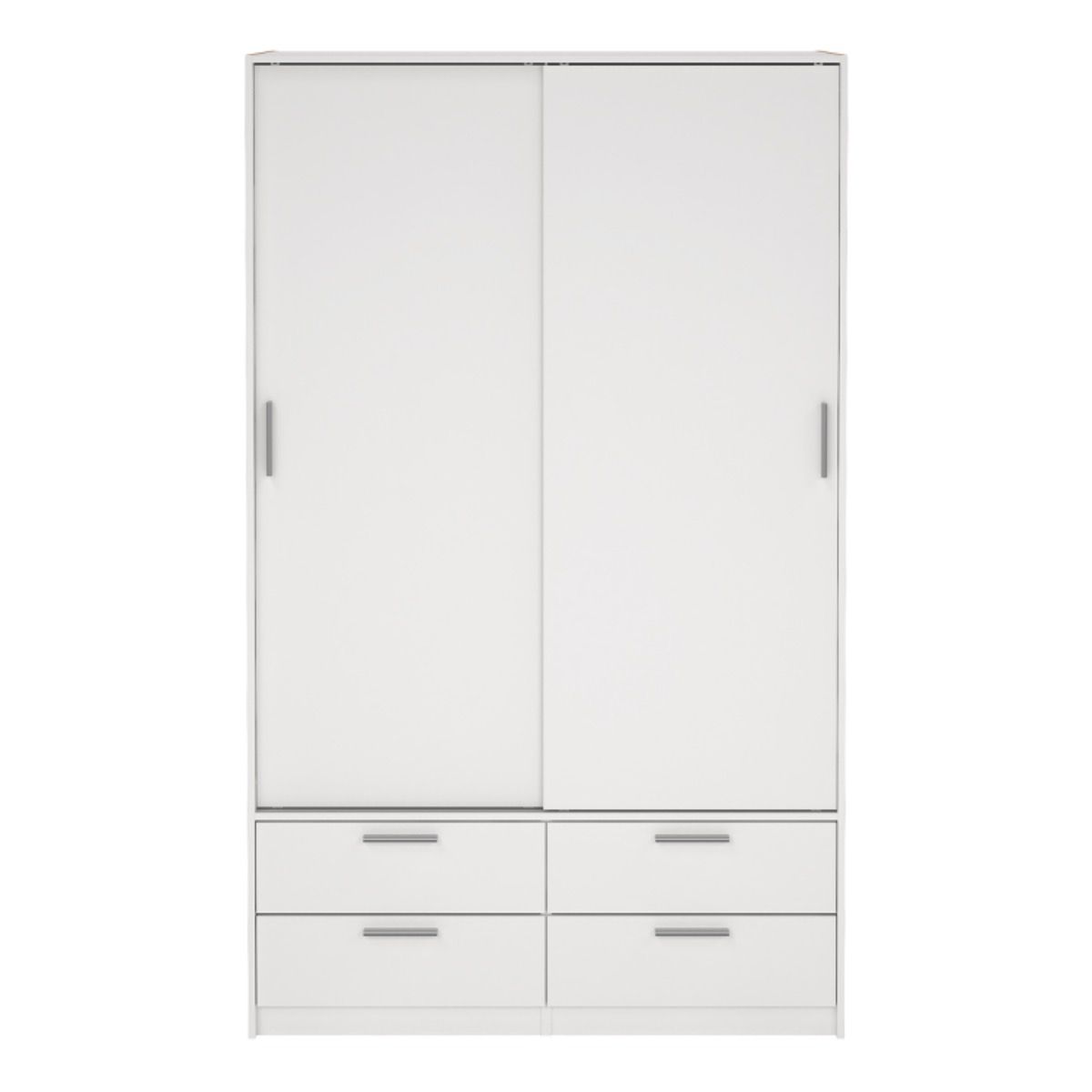 Line Wardrobe with 2 Sliding Doors and 4 Drawers in White - Image 2
