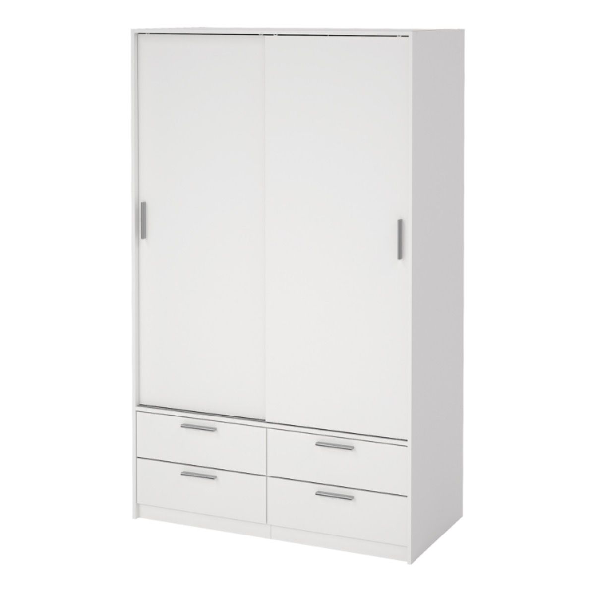Line Wardrobe with 2 Sliding Doors and 4 Drawers in White - Image 3
