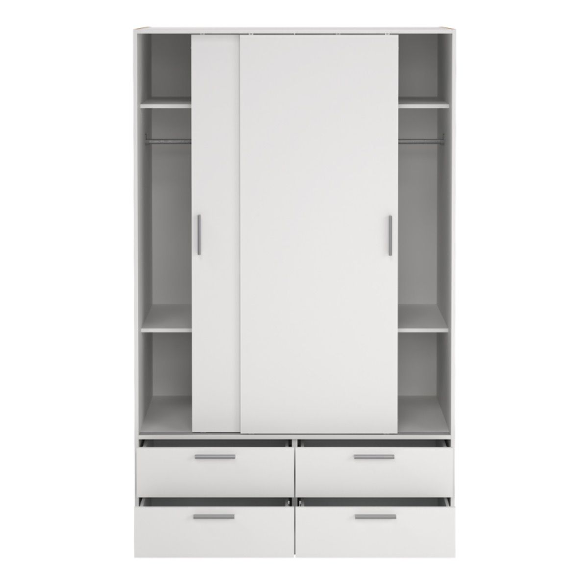 Line Wardrobe with 2 Sliding Doors and 4 Drawers in White - Image 7
