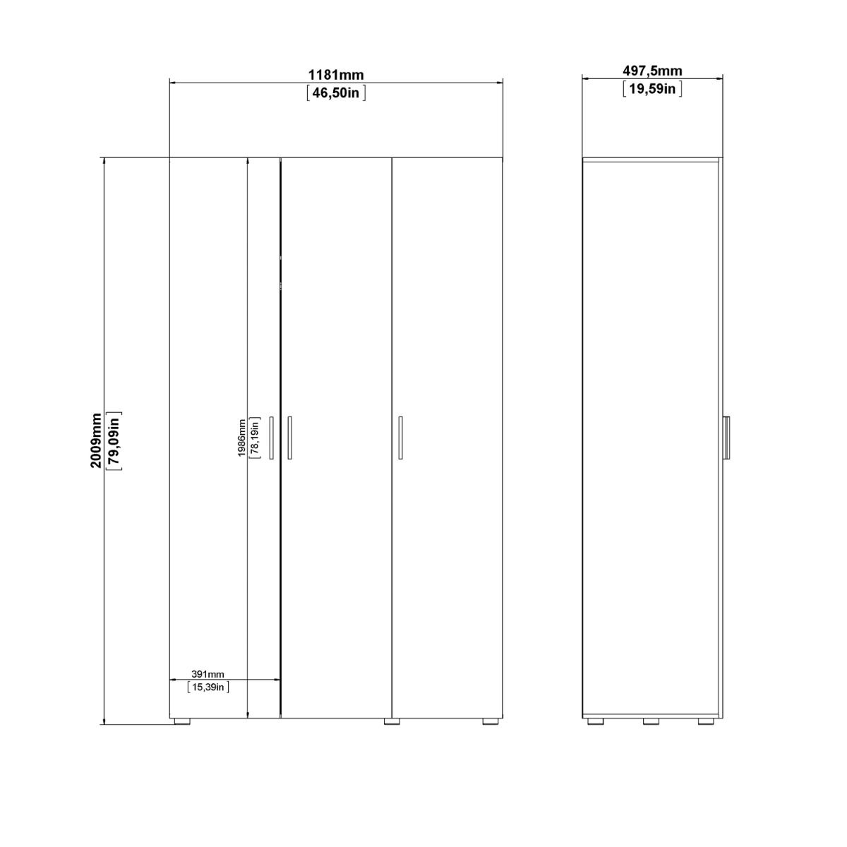 Pepe Wardrobe with 3 Doors in White - Image 10