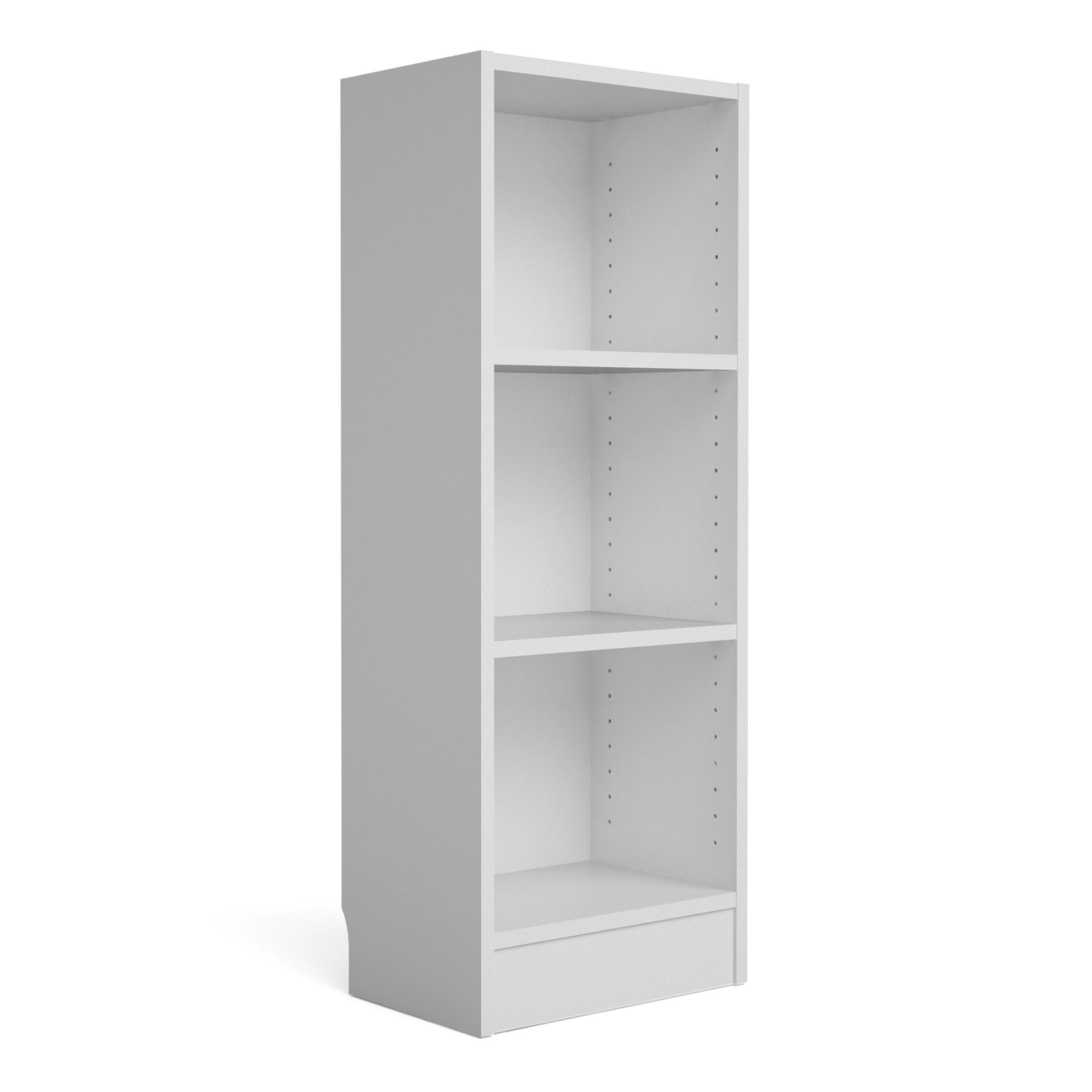 Basic Low Narrow 2 Shelf Bookcase in White