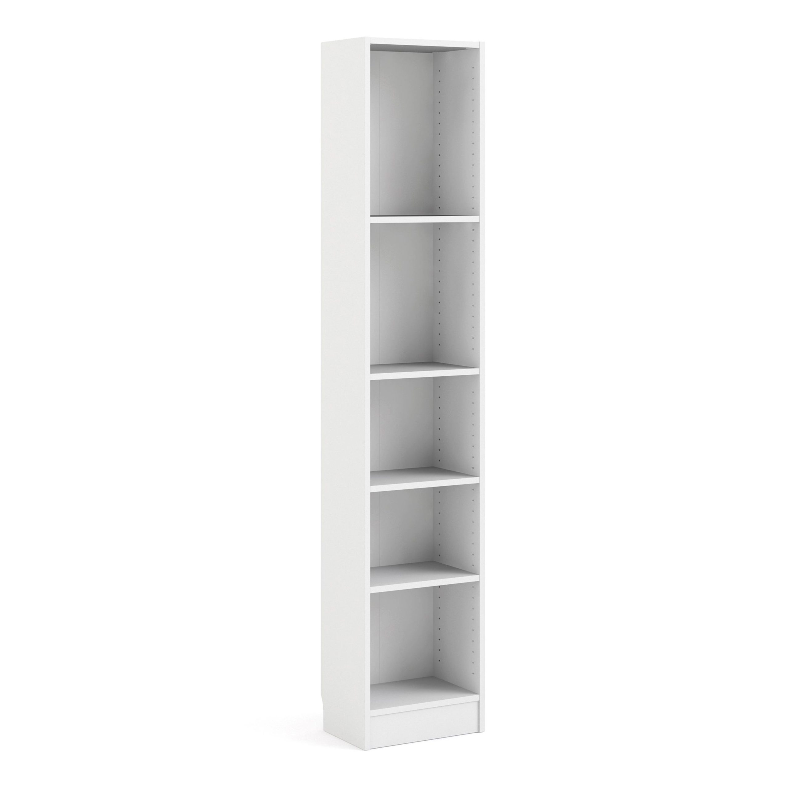 Basic Tall Narrow 4 Shelf Bookcase in White