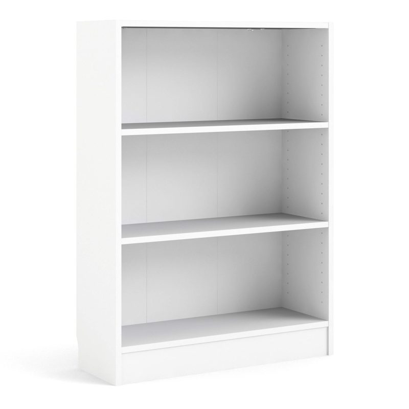 Basic Low Wide 2 Shelf Bookcase in White