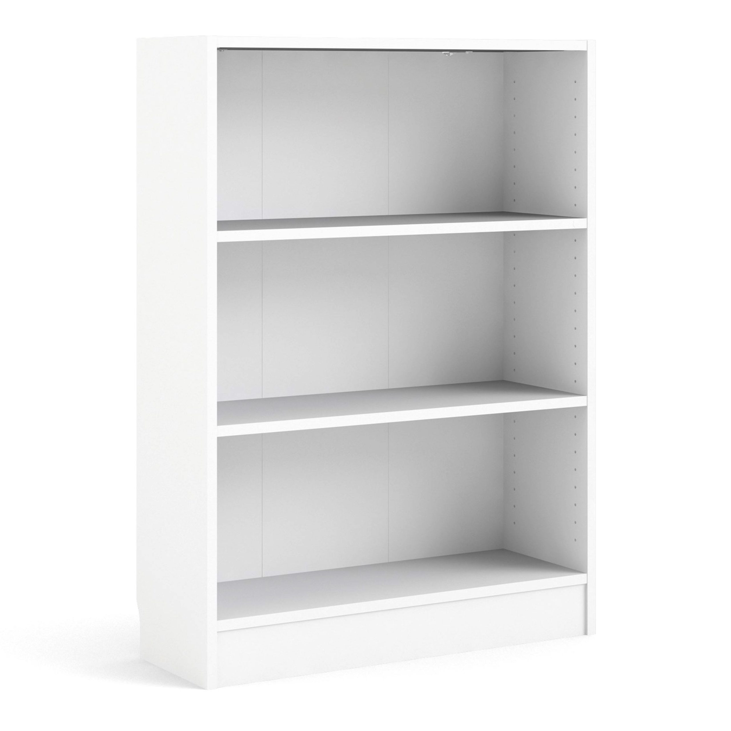 Basic Low Wide 2 Shelf Bookcase in White