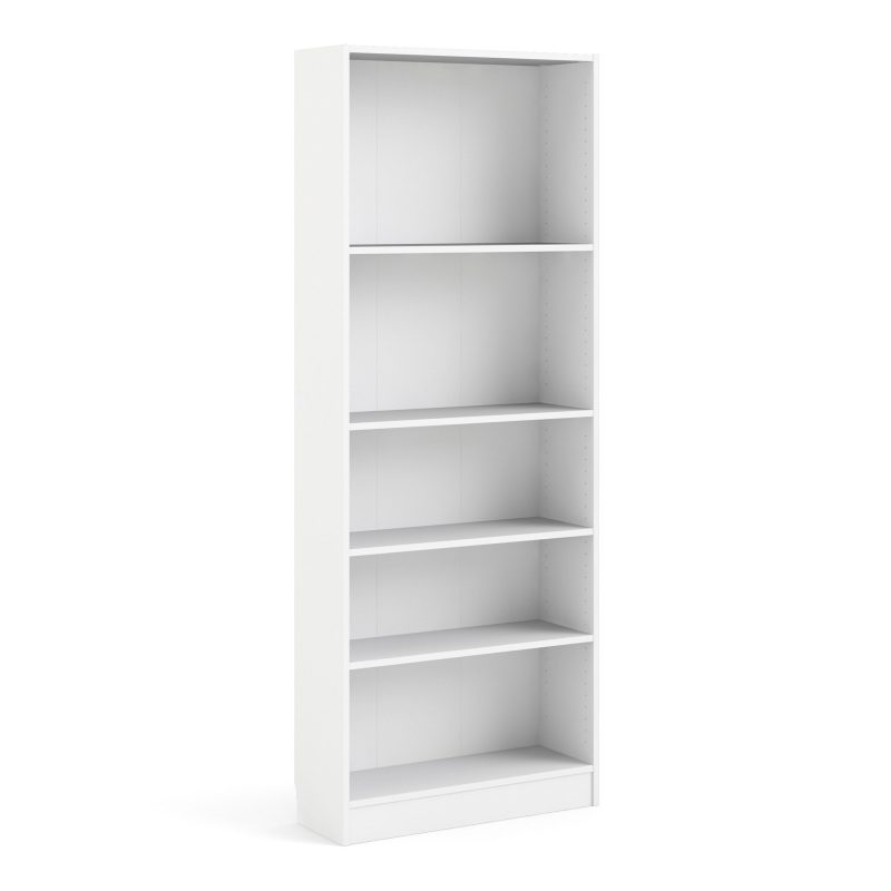 Basic Tall Wide Bookcase 4 Shelves in White