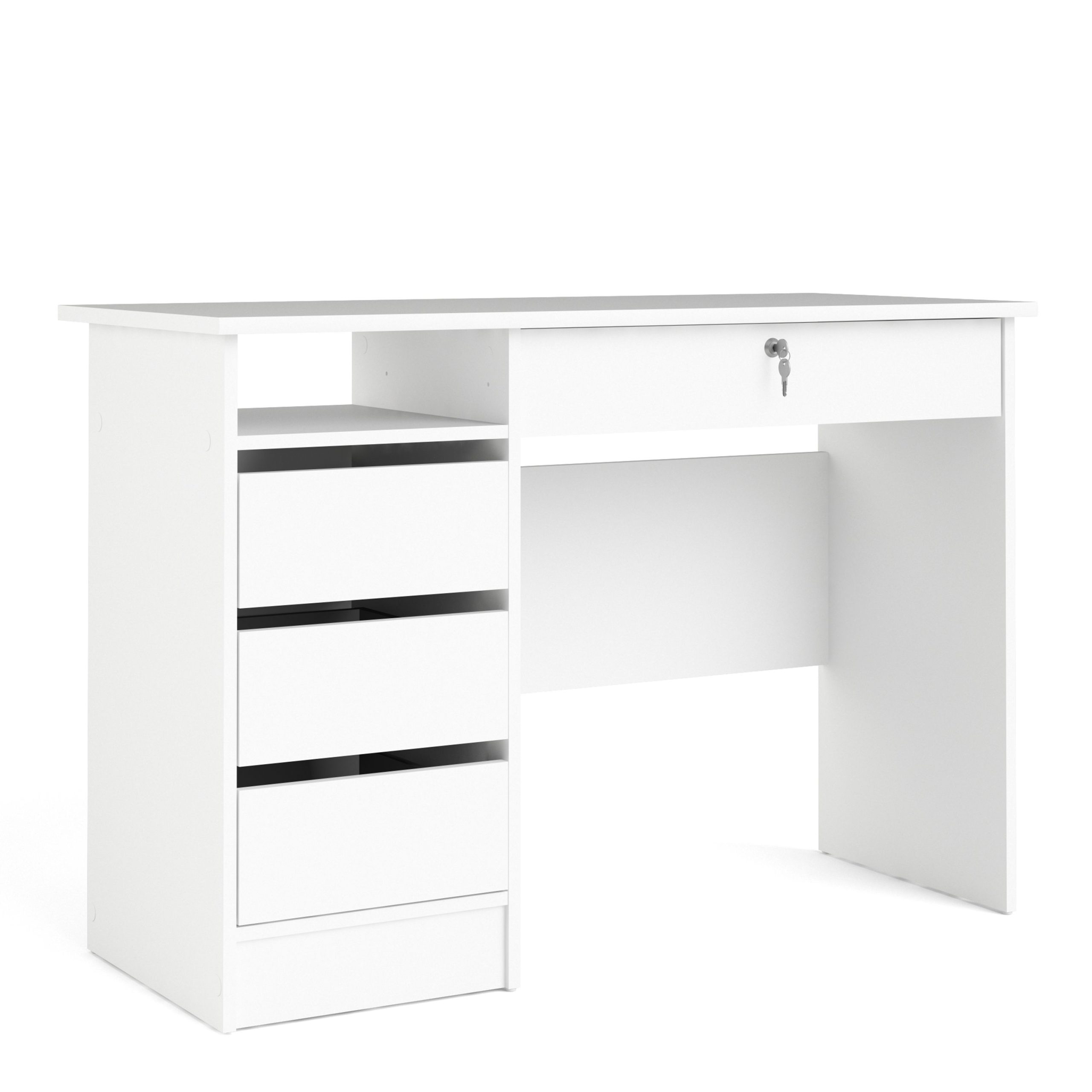 Function Plus Desk White 4 Handleless Drawers