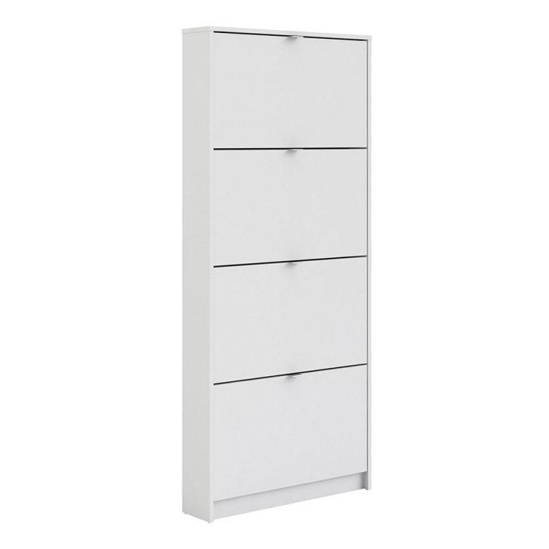 Shoes Shoe Cabinet 4 Flip Down Doors in White