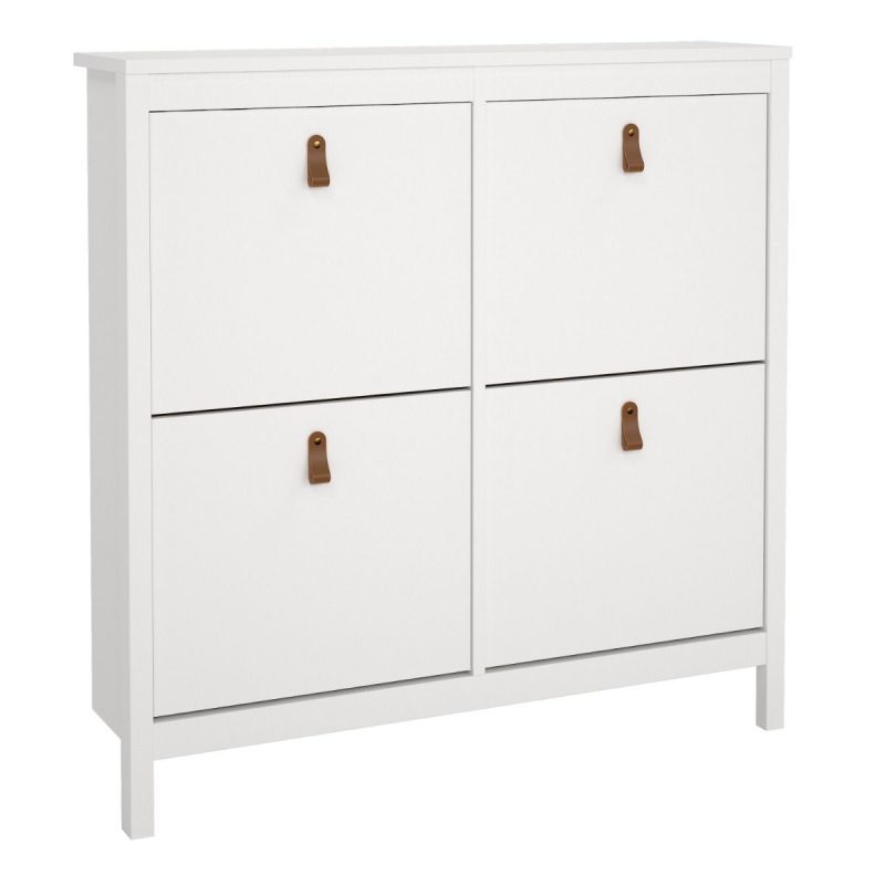 Barcelona Shoe Cabinet 4 Flip Down Doors in White
