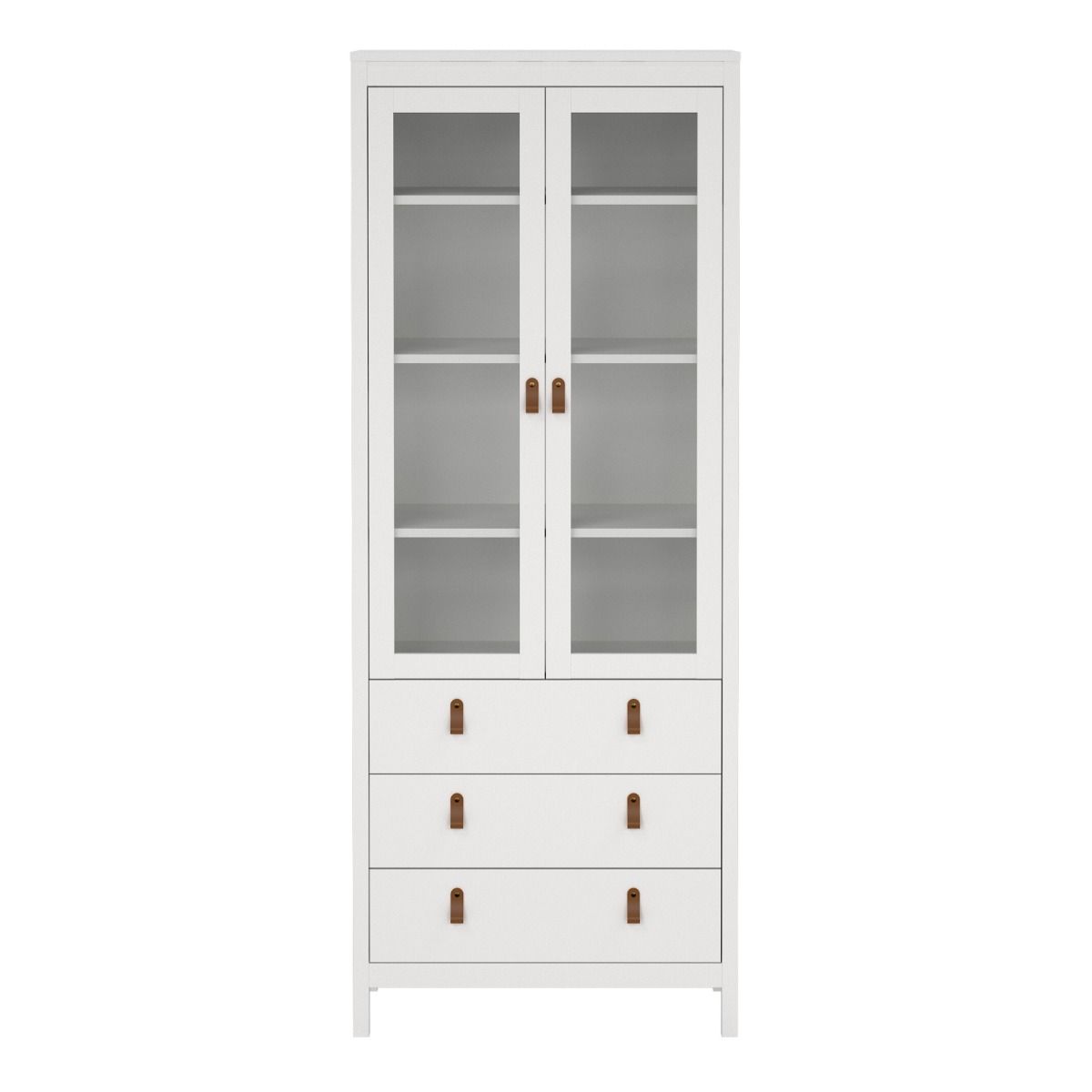 Barcelona China Cabinet 2 Glass Doors with 3 Drawers in White - Image 2