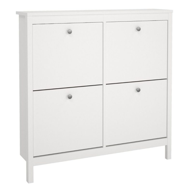 Madrid Shoe cabinet 4 compartments in White