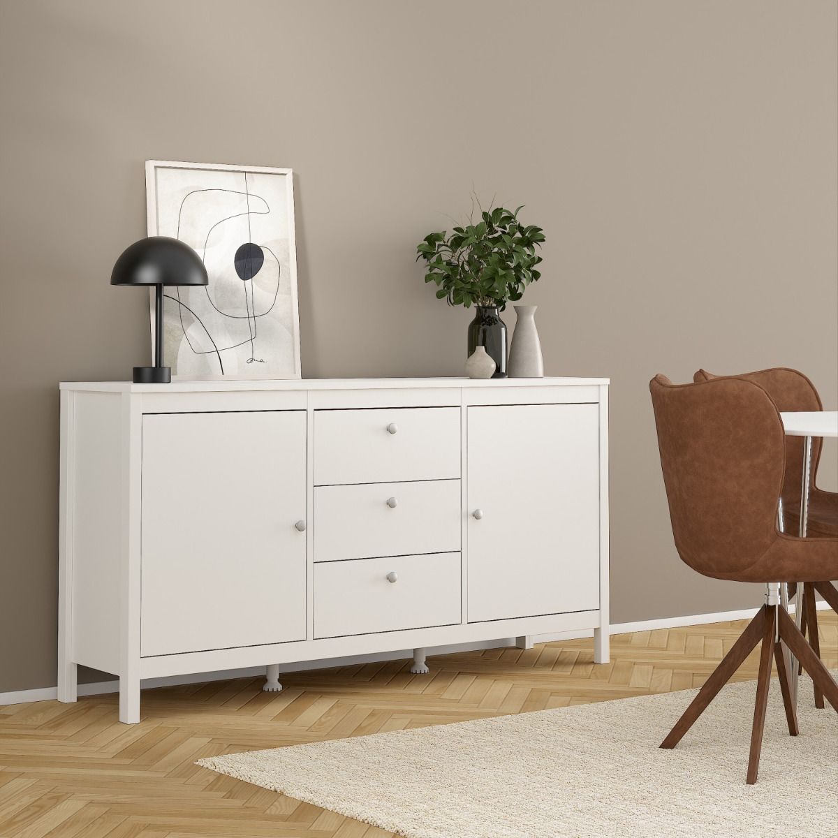 Madrid Sideboard 2 doors + 3 drawers in White - Image 7