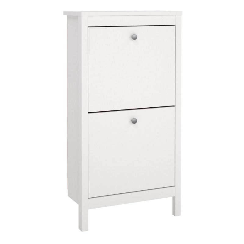 Madrid Shoe Cabinet 2 Flap Door in White
