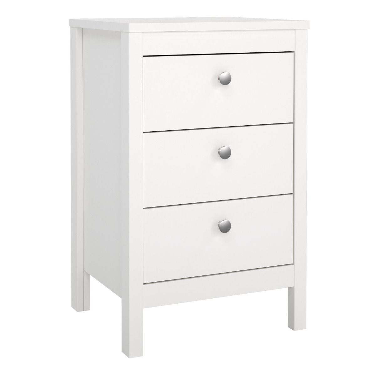 Madrid Bedside Table 3 drawers in White