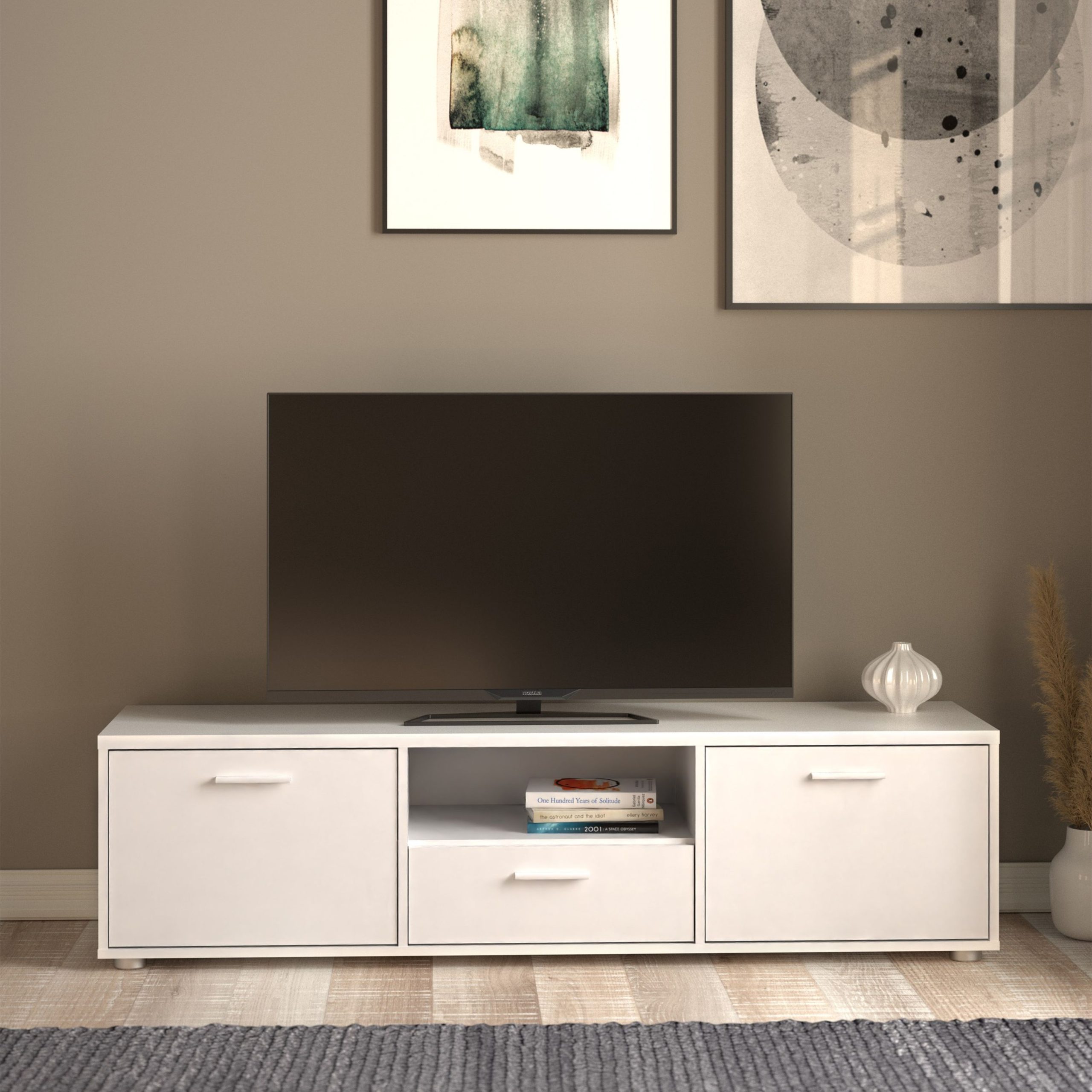 Media TV-unit with 2 doors + 1 drawer 147 cm White - Image 6