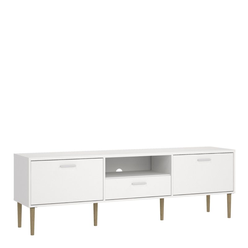 Media TV Unit with 2 Doors and 1 Drawer in White