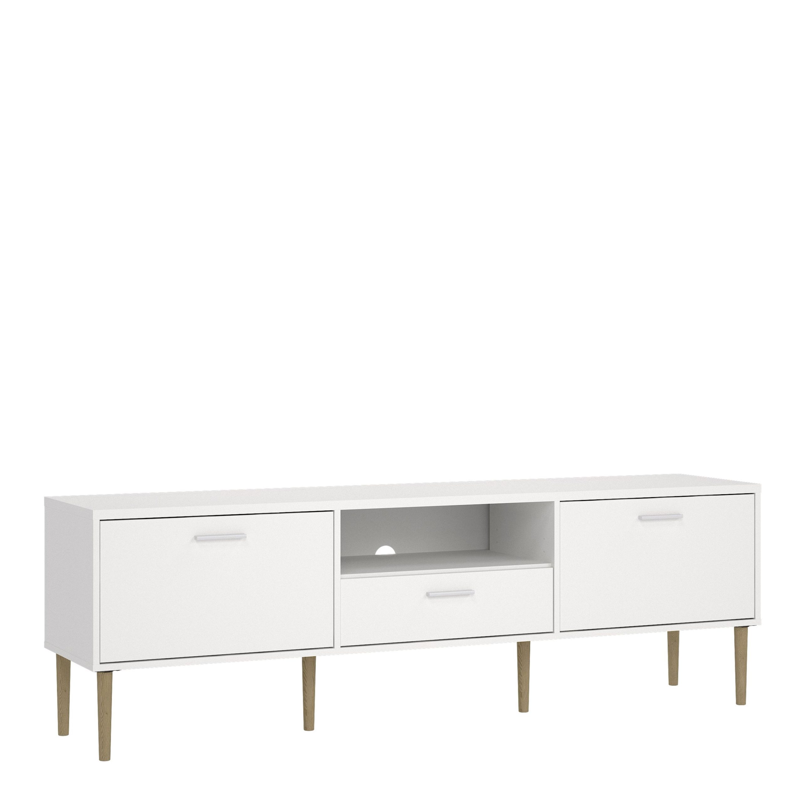 Media TV-Unit with 2 Doors + 1 Drawer in White