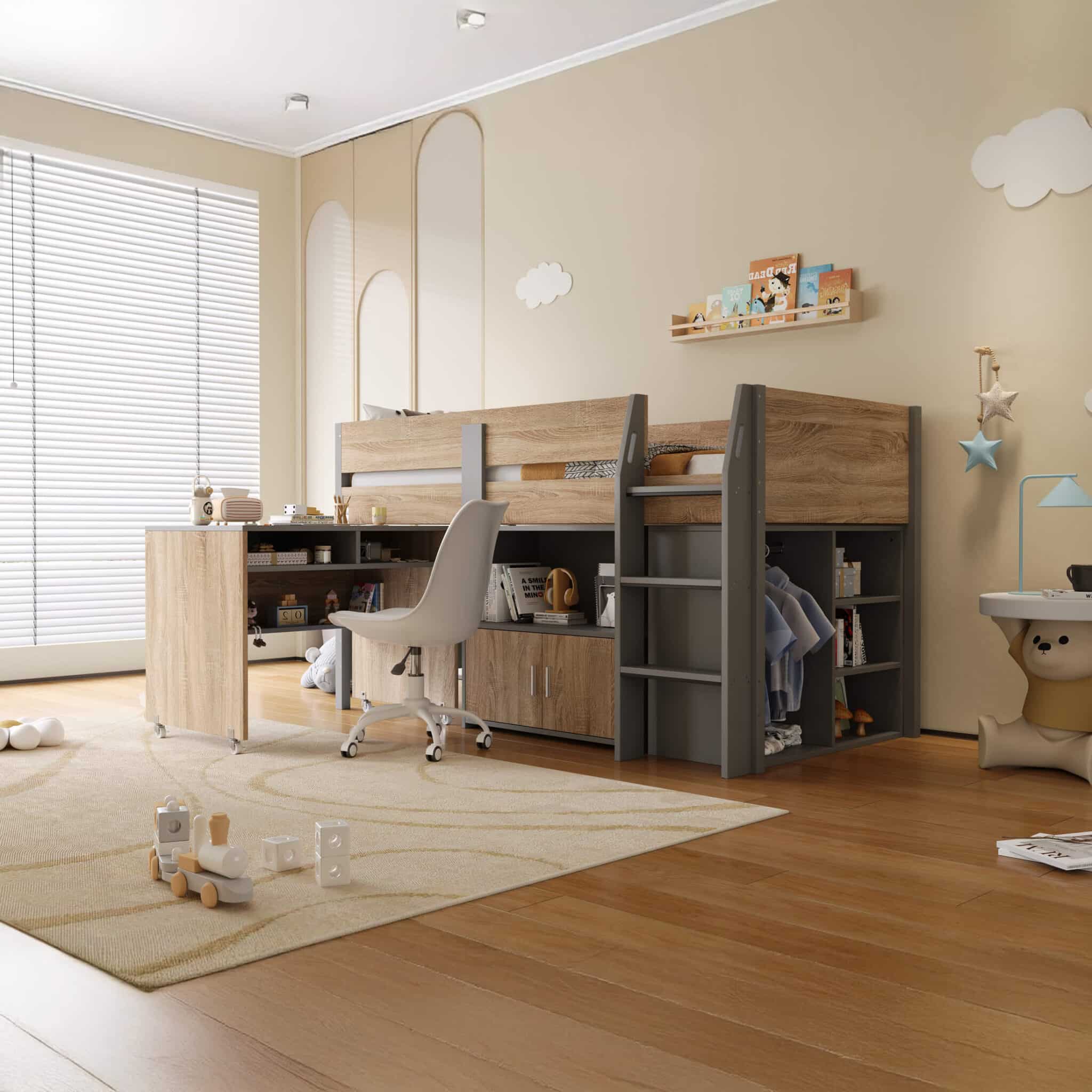 Alfie Midi Sleeper Grey & Medium Oak