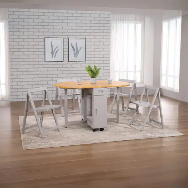 Butterfly Dining Set with 4 Chairs Oak & Grey
