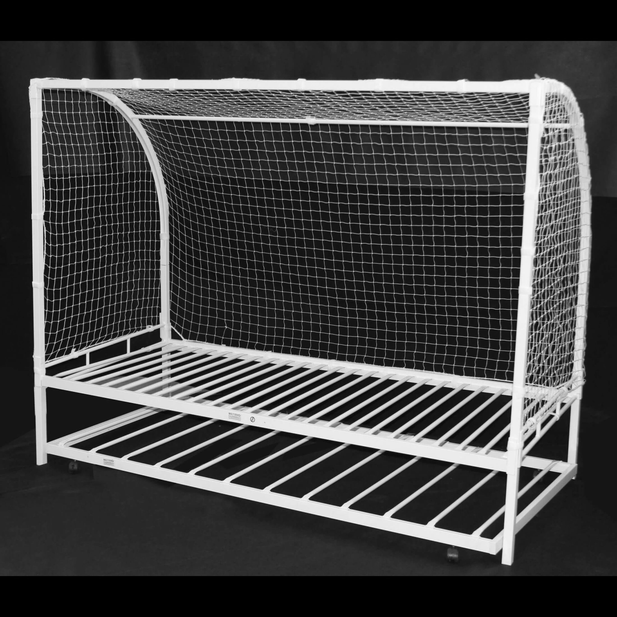 Football Metal Bed Single with Trundle White - Image 2