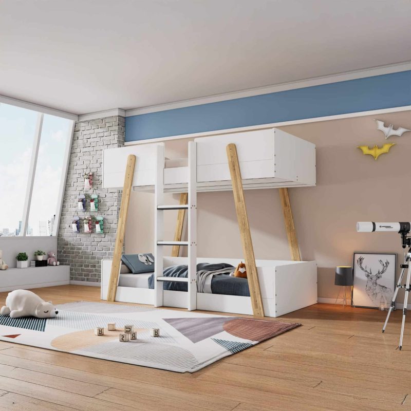 Jerry Bunk Bed White & Oak