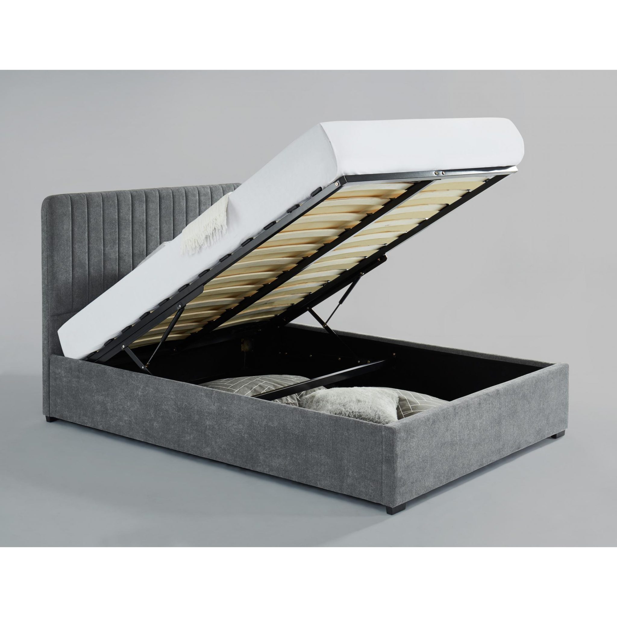 Livingstone Storage Fabric Single Bed Grey