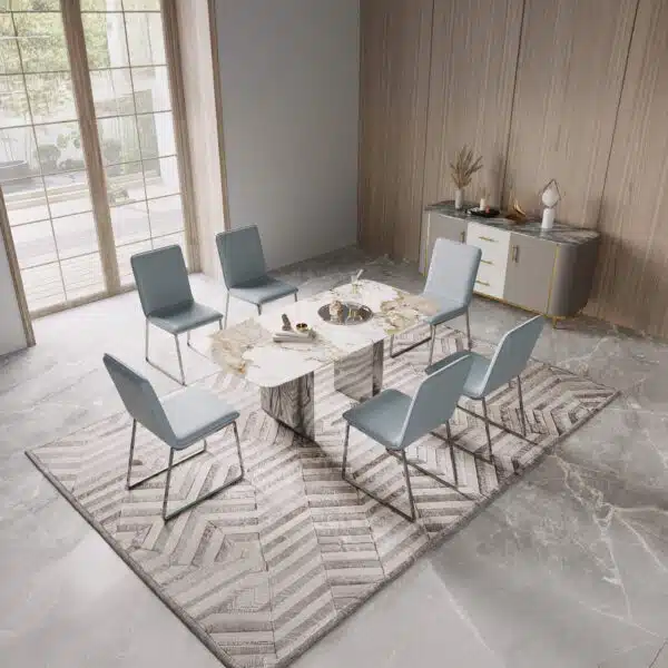 Montego Marble Dining Table with Stainless Steel Base