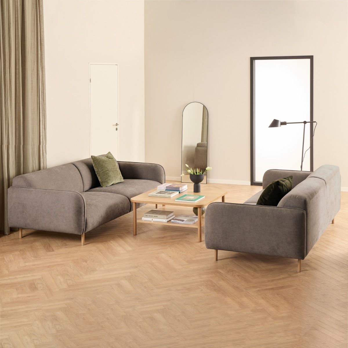 Westham Set of 2 x 3 Seater Sofas in Fay Dusty Brown Fabric