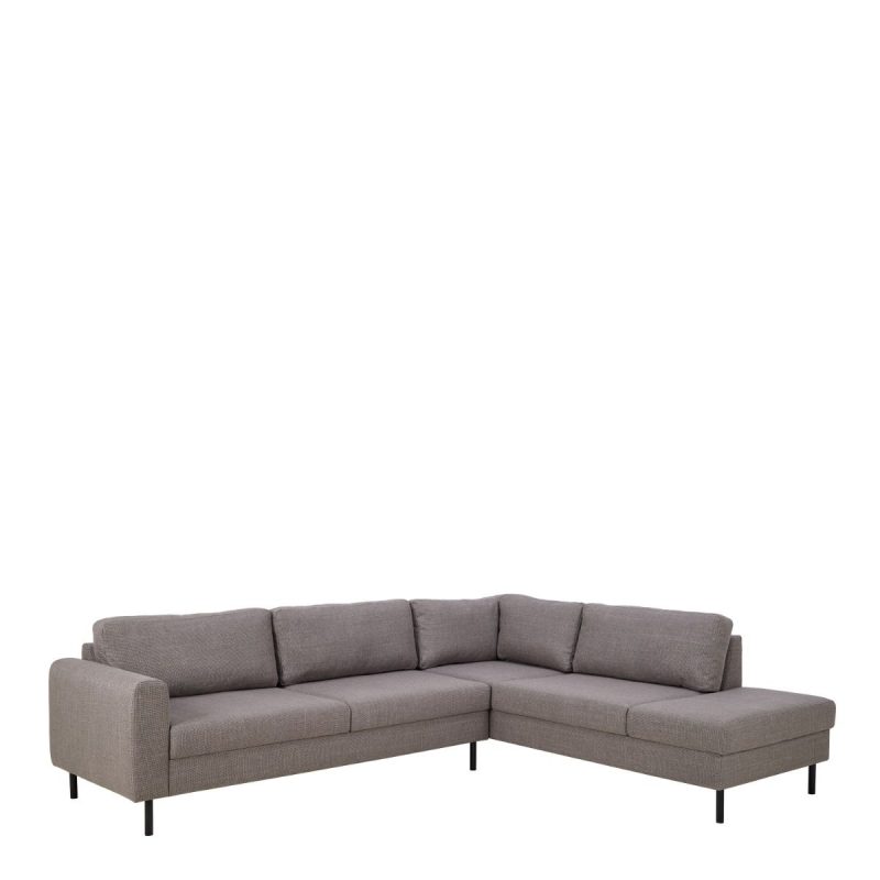 Omaha Right Hand Facing Corner Sofa in Light Grey Brown Fabric